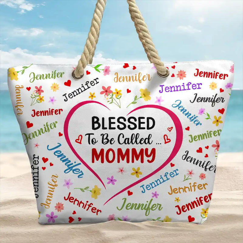 Bless To Be Called Grandma Nana Mom – Personalized Beach Bag - Gift for Mom, Wife, or Grandma | Birthday, Mother's Day or any occasion