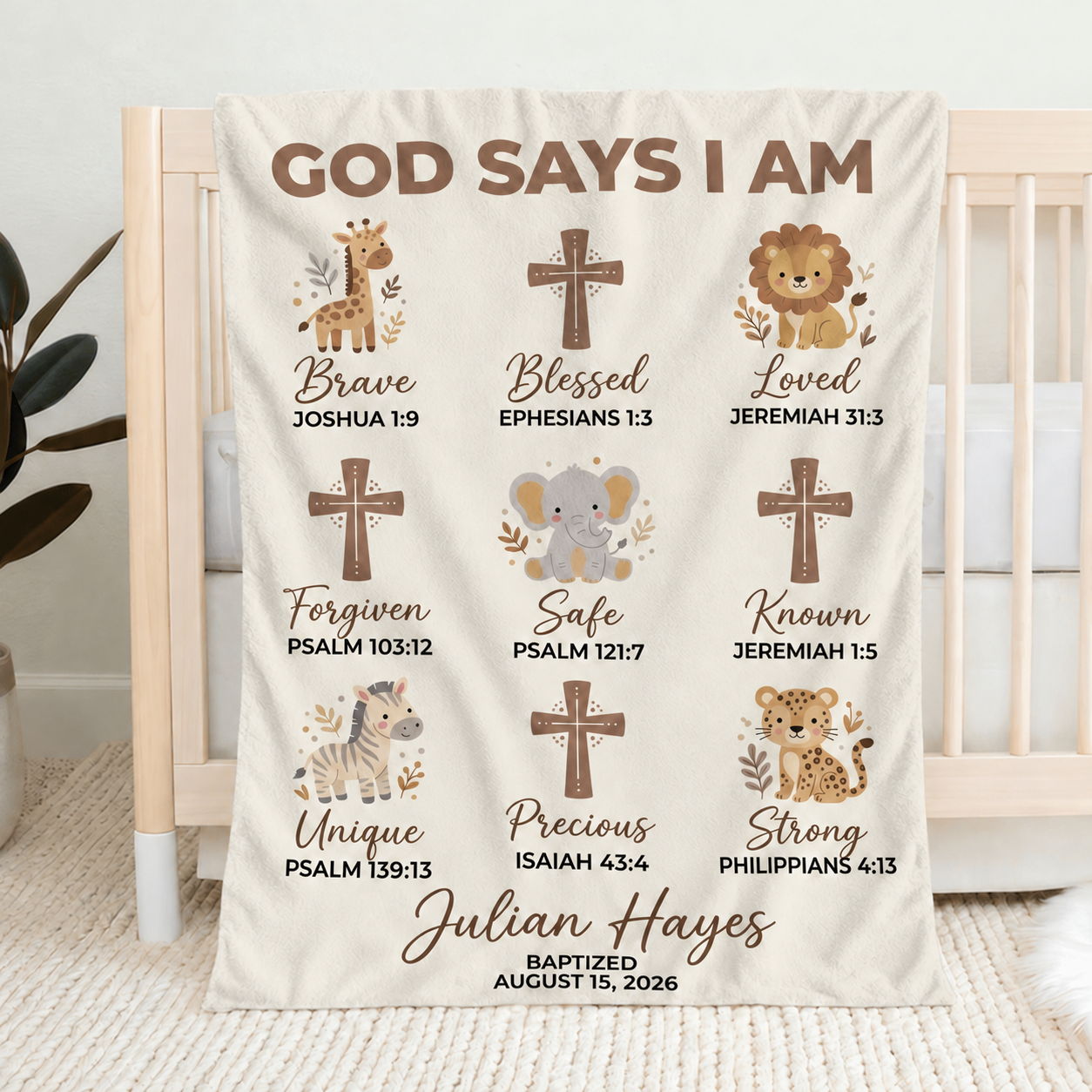 God Says I Am Christian Baby - Personalized Custom Blanket - Gift For New Infant, Baby Girl, Boy, Son, Daughter