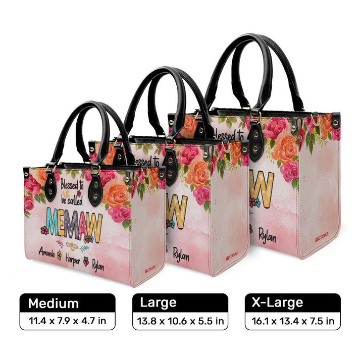 Blessed To Be Called Grandma – Personalized Leather Handbag - Gift for Mom, Wife, or Grandma | Birthday, Mother's Day or any occasion