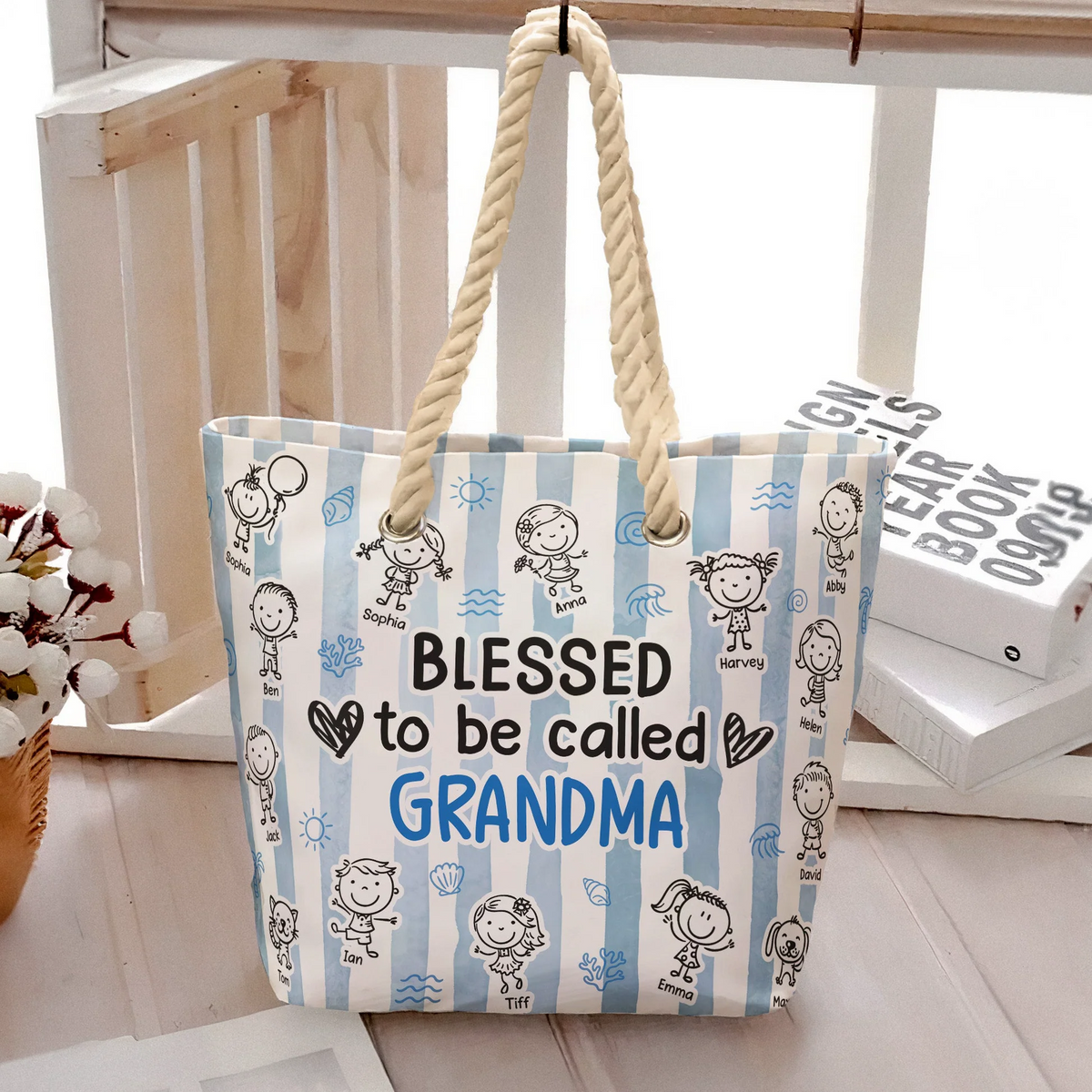 Blessed To Be Called Grandma – Personalized Beach Bag - Gift for Mom, Wife, or Grandma
