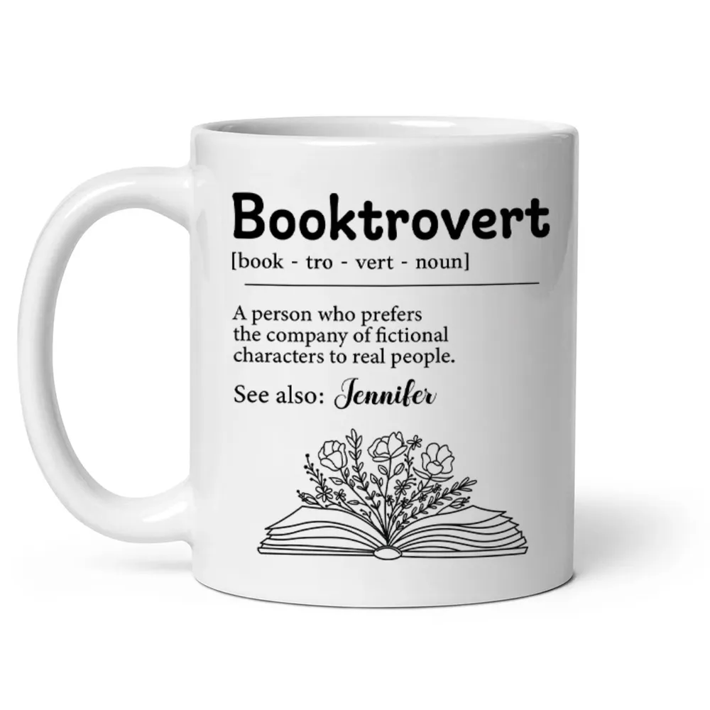 Booktrovert Definition Book Lover - Personalized Custom Mug - Gift For Book Lovers, Bookworms, Readers