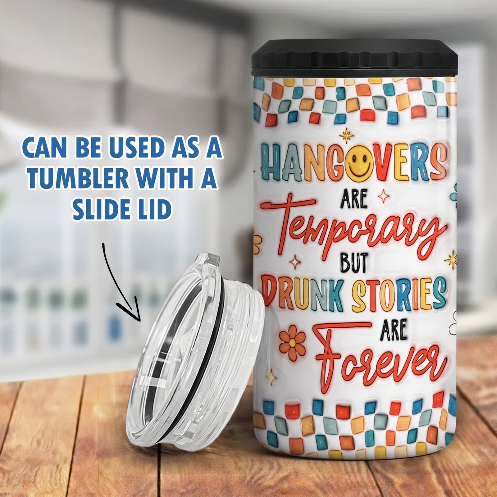 Summer Y2K Besties 3D Inflated Effect Print - Personalized Can Cooler - Gift For Besties, Friends