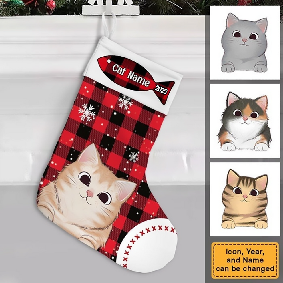 Personalized Christmas Cat Stocking Christmas stocking, main view
