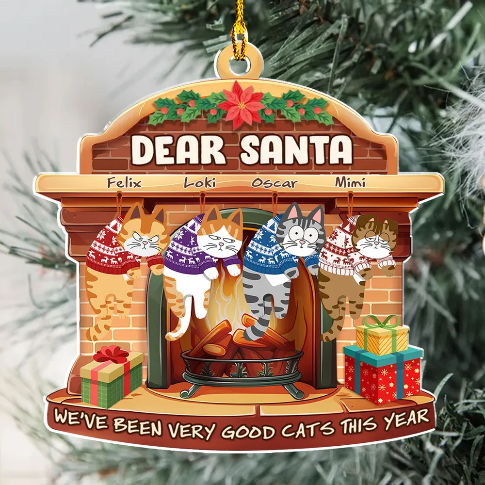 We Have Been Very Good Cats Santa personalized custom shaped acrylic ornament, alternate view 4