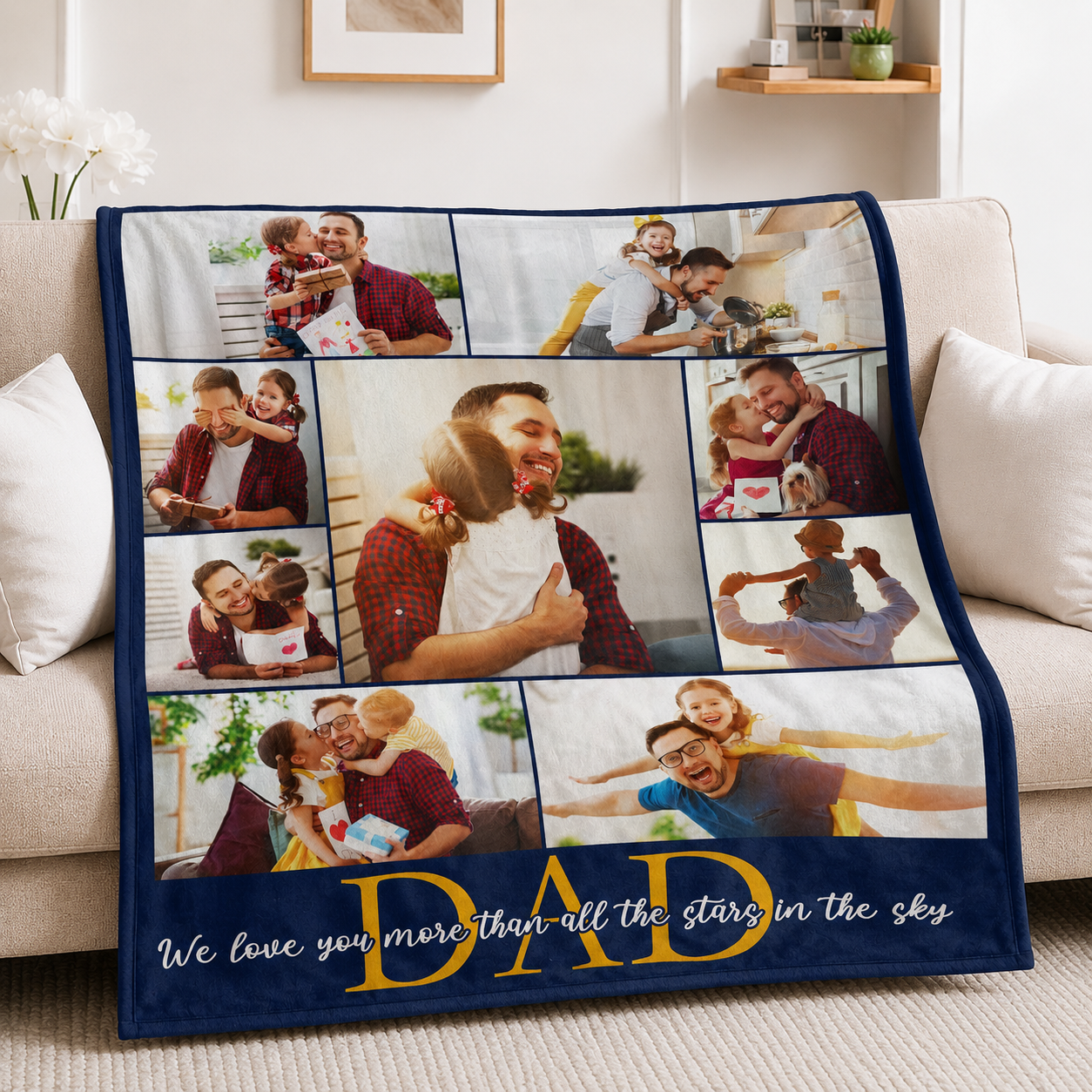 Custom Photo Dad We Love You - Personalized Custom Blanket - Father's Day Gift Ideas For Dad, Daddy, Papa