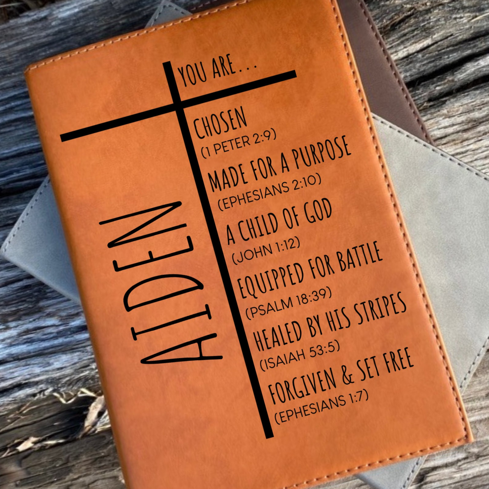 Custom Bible Verse leather cover notebook, main view