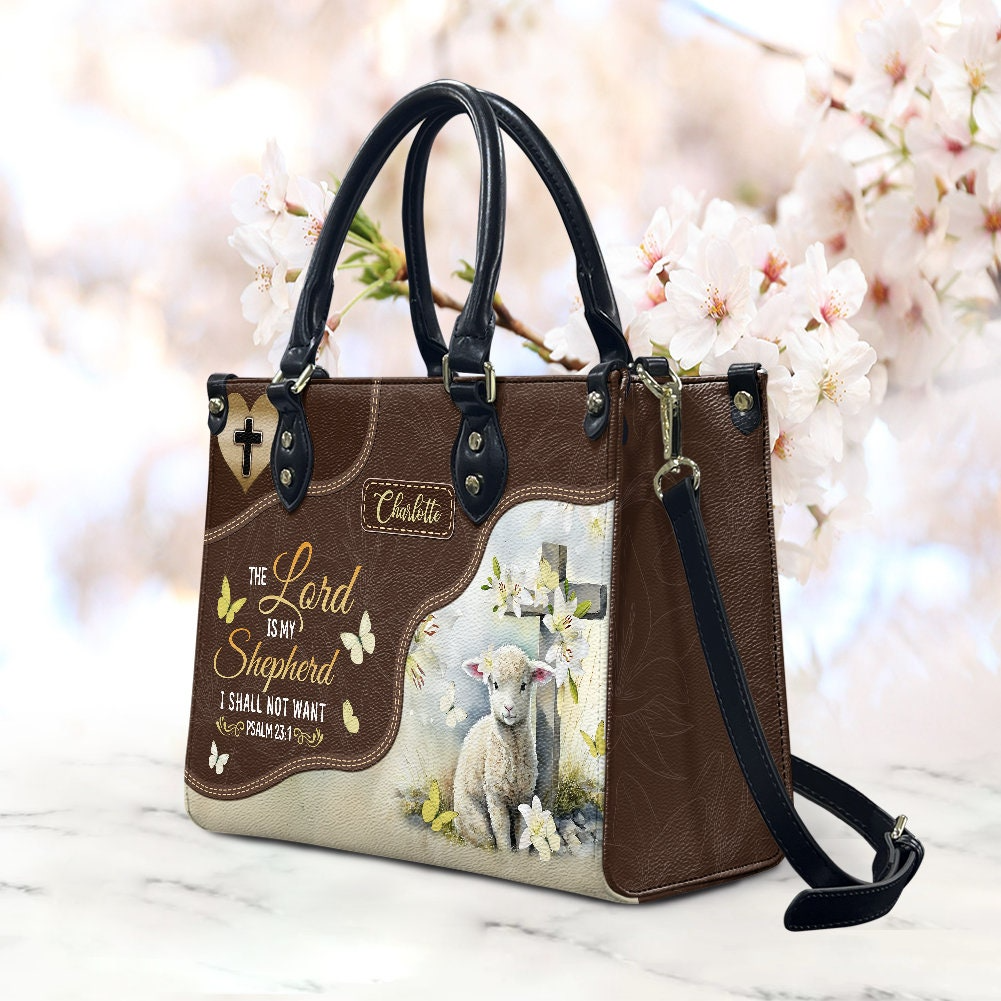 Personalized The Lord Is My Shepherd I Shall handbag, front view