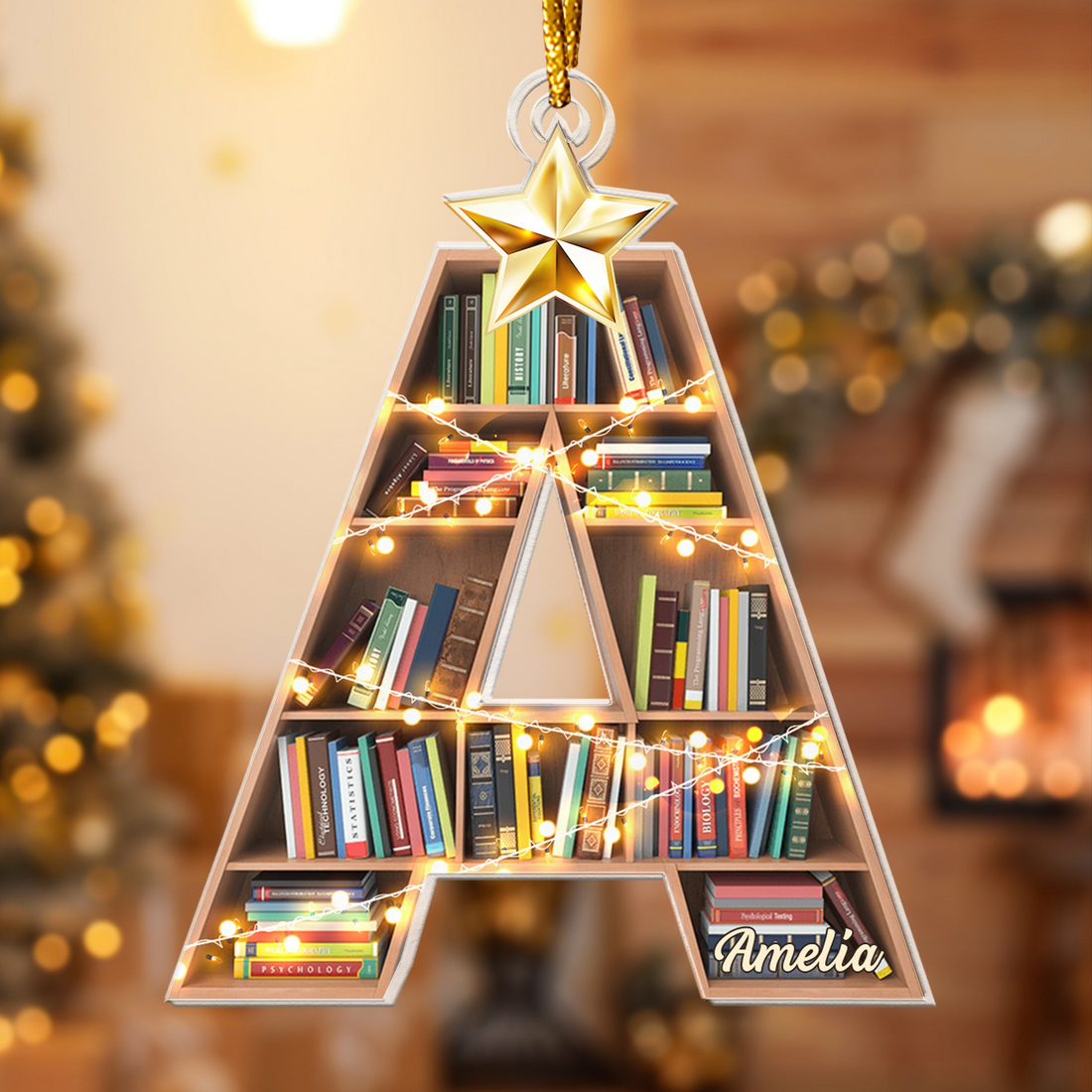 Christmas Booklovers Ornaments Custom Letter Name - Personalized Custom Shaped Acrylic Ornament - Christmas Gift For Book Lovers, Librarian