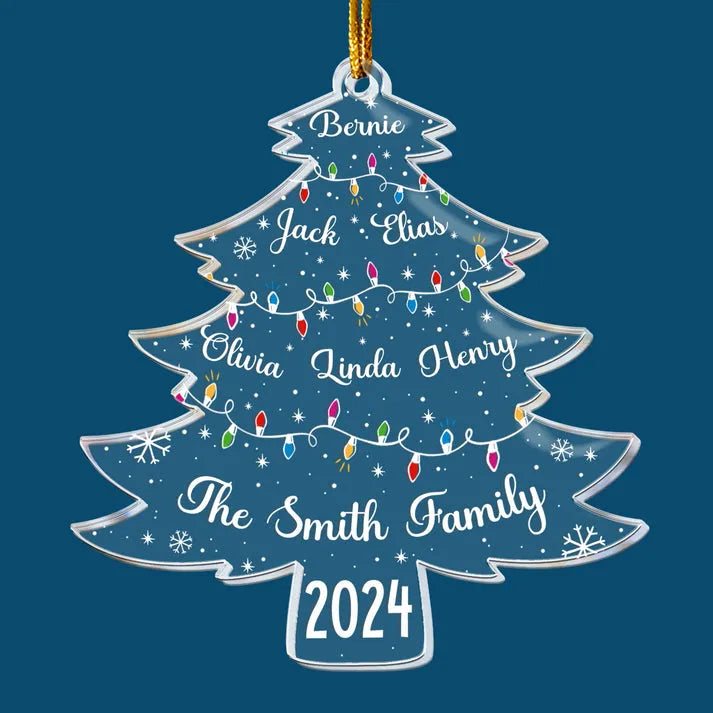 Christmas Tree With Family Names custom shaped acrylic ornament, alternate view 5