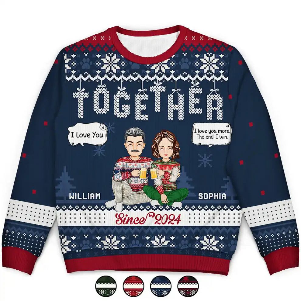 Personalized Christmas Couples Together Since ugly Christmas sweater, main view
