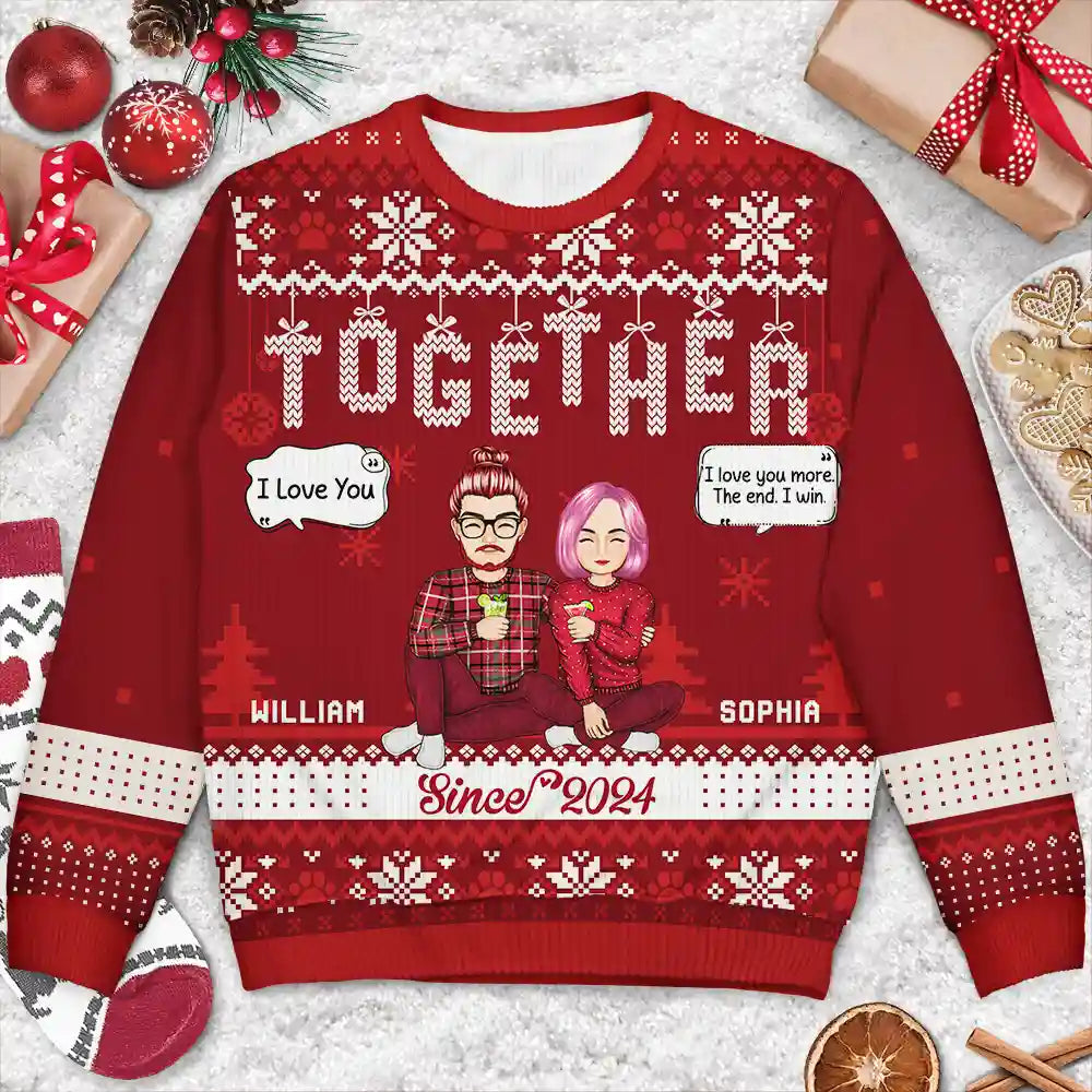 Personalized Christmas Couples Together Since ugly Christmas sweater, alternate view 2