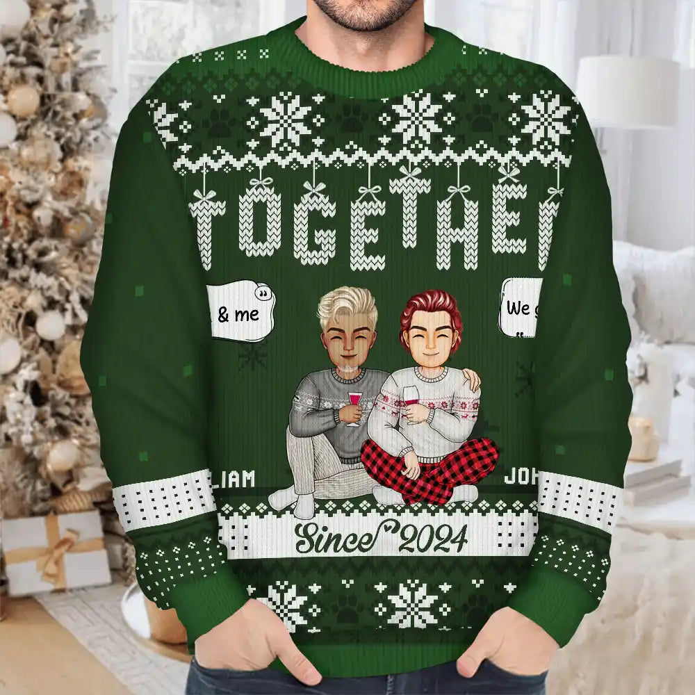 Personalized Christmas Couples Together Since ugly Christmas sweater, alternate view 3