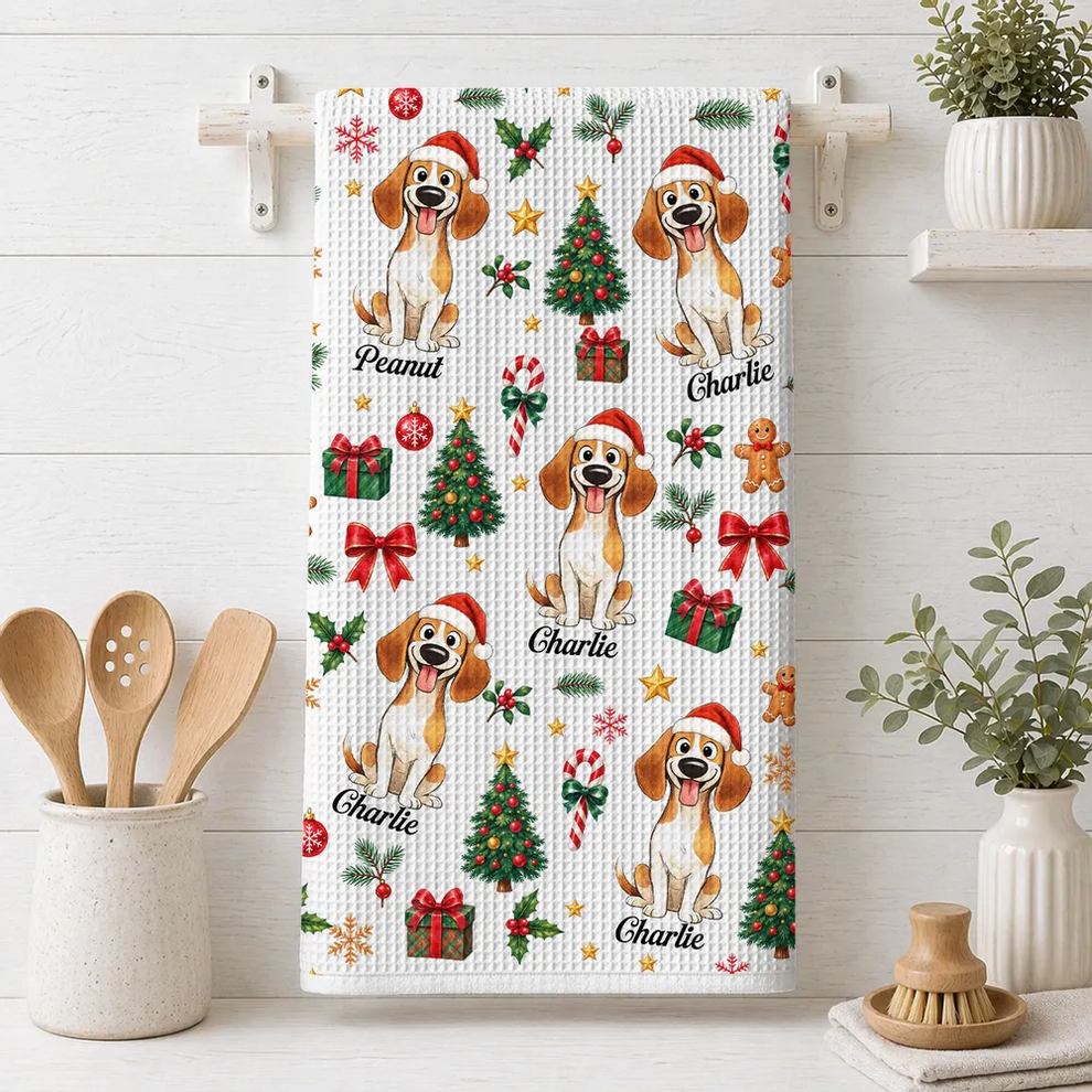 Christmas Dog Lovers - Personalized Kitchen Towel - Gift for Dog Lovers, Dog Mom, Dog Dad, Pet Lovers