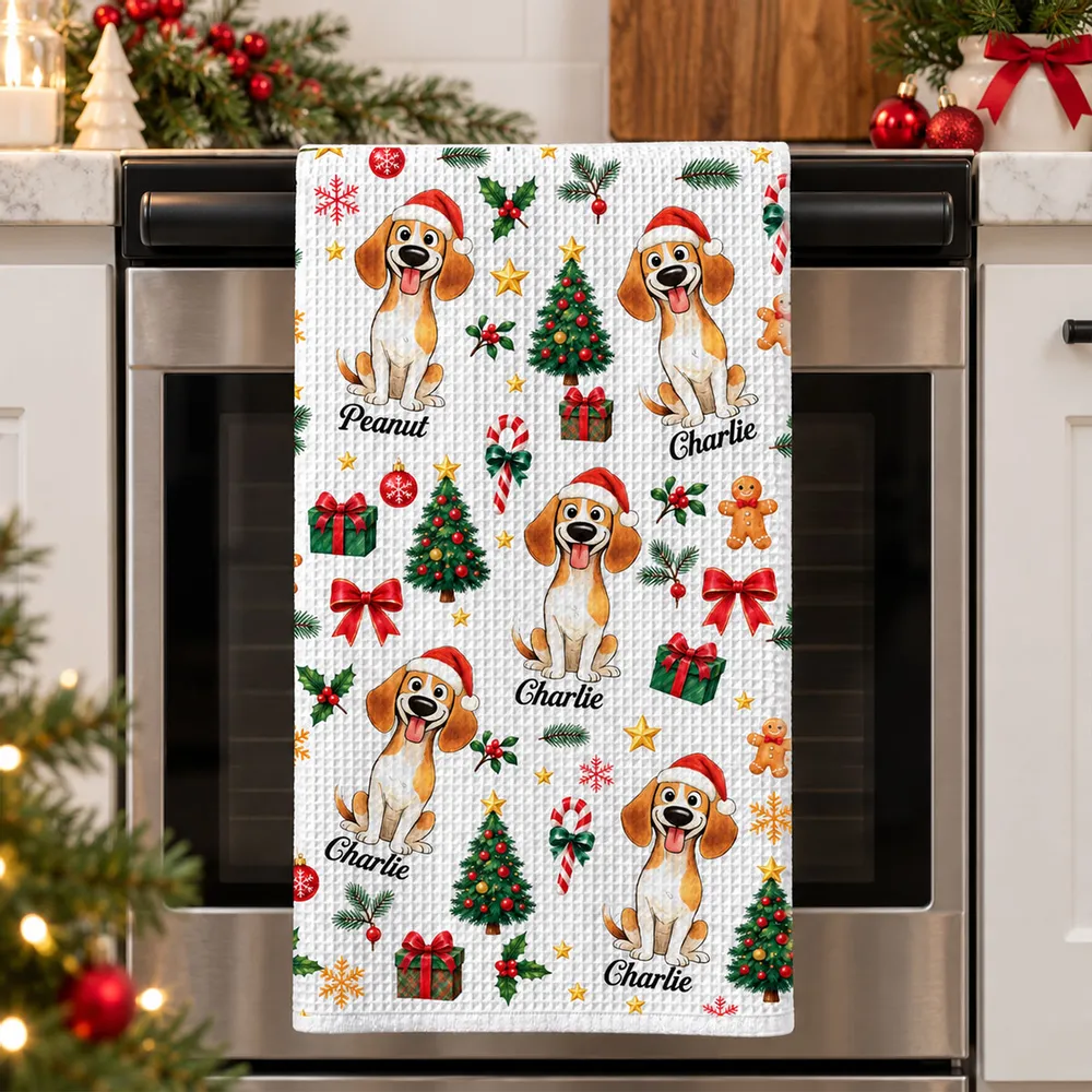 Christmas Dog Lovers - Personalized Kitchen Towel - Gift for Dog Lovers, Dog Mom, Dog Dad, Pet Lovers
