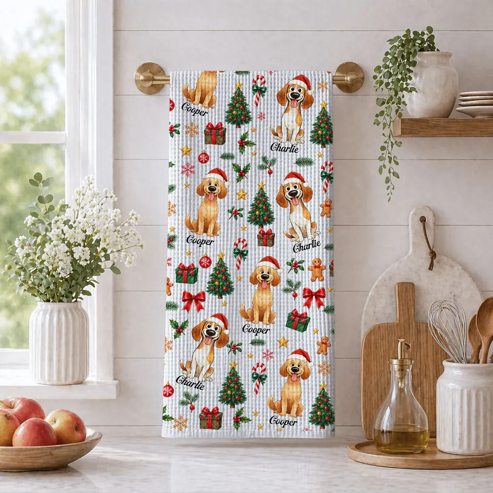 Christmas Dog Lovers - Personalized Kitchen Towel - Gift for Dog Lovers, Dog Mom, Dog Dad, Pet Lovers