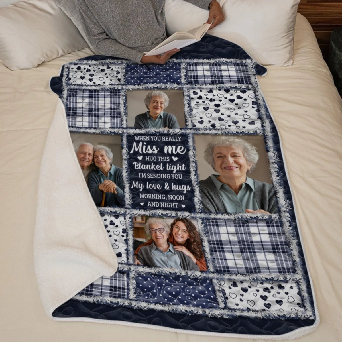 Custom Photo The Light of Your Love Guides Me - Human Memorial Personalized Custom Blanket - Christmas Memorial Sympathy Gifts For Loss Of Mom, Dad