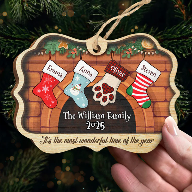 Christmas Stockings Hanging - Personalized Medallion Ornament - Christmas Gift for Family Members