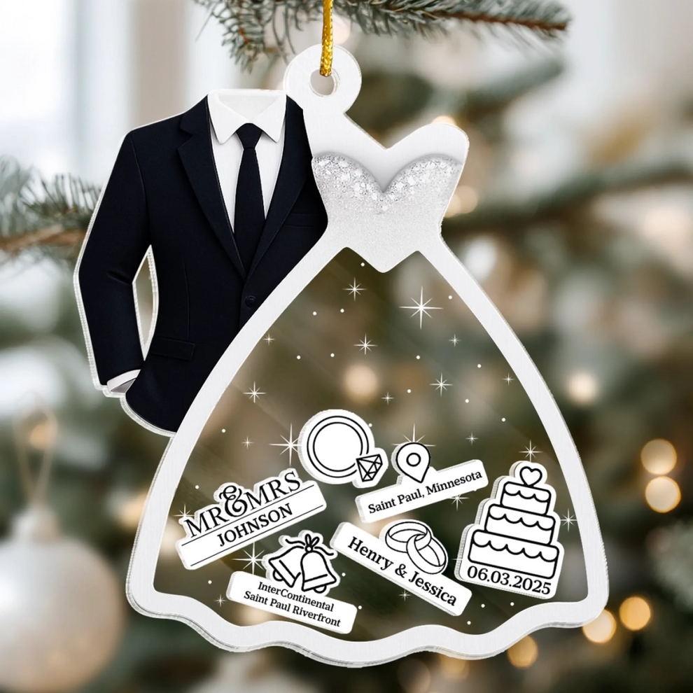 Making Memories Together Christmas Wedding personalized shaker ornament, main view