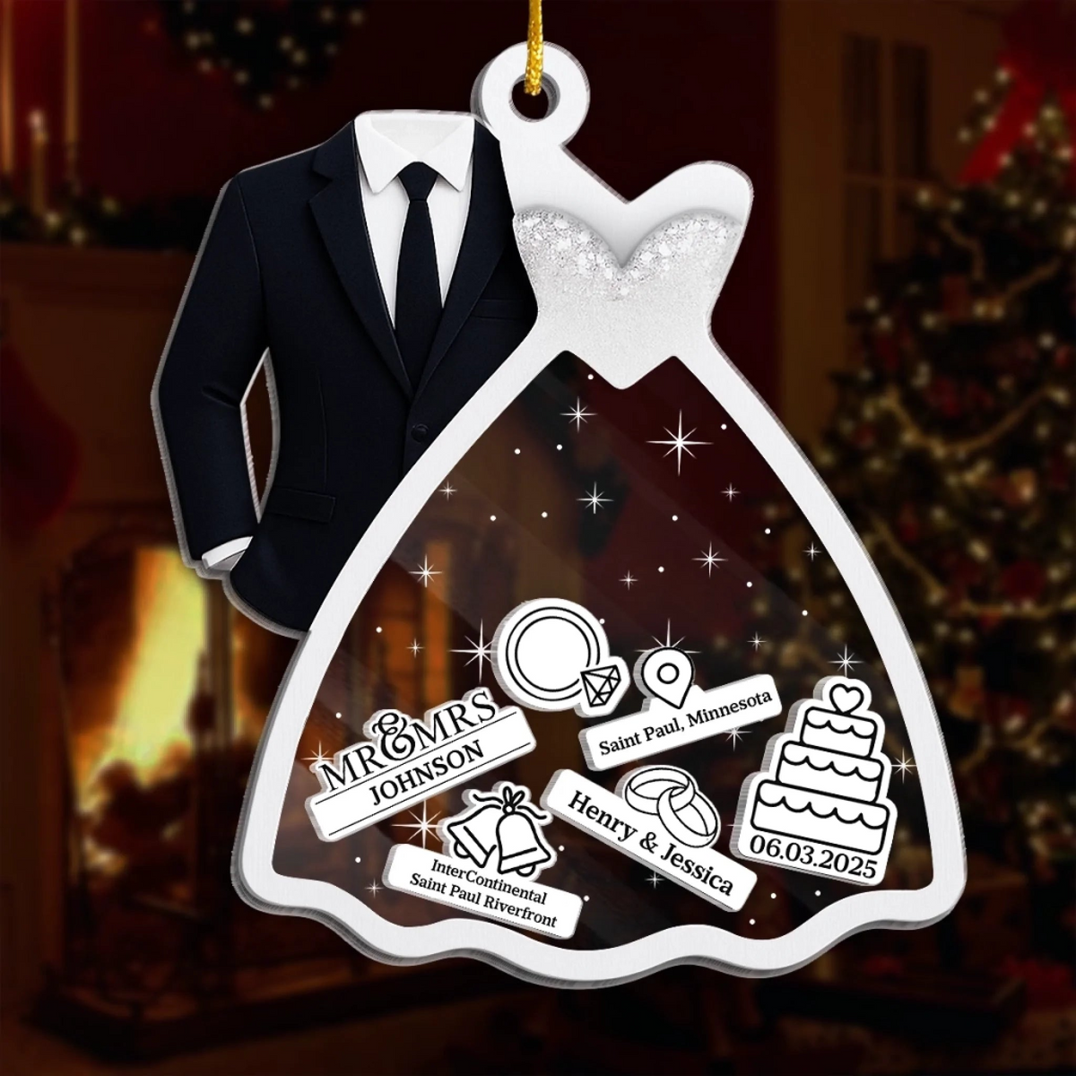 Making Memories Together Christmas Wedding - Custom 3 Layers Shaker Ornament - Christmas Gift for Her/Him, Husband/Wife, Couples