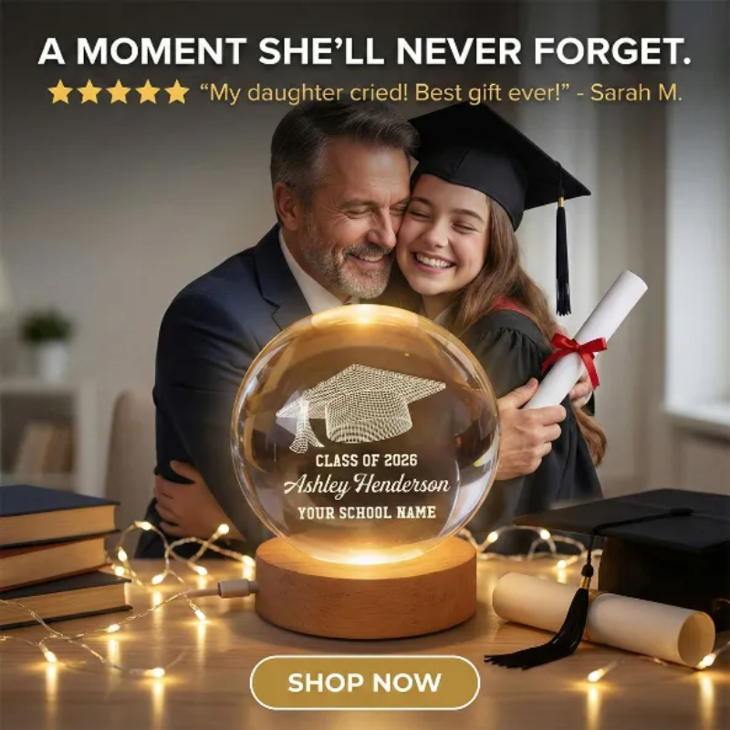 Class Of Graduation Senior Illusion Graduation Cap - Personalized Crystal Ball LED Night Light - Gift For Her/Him, Daughter/Son, Grad Ceremony, Commencement