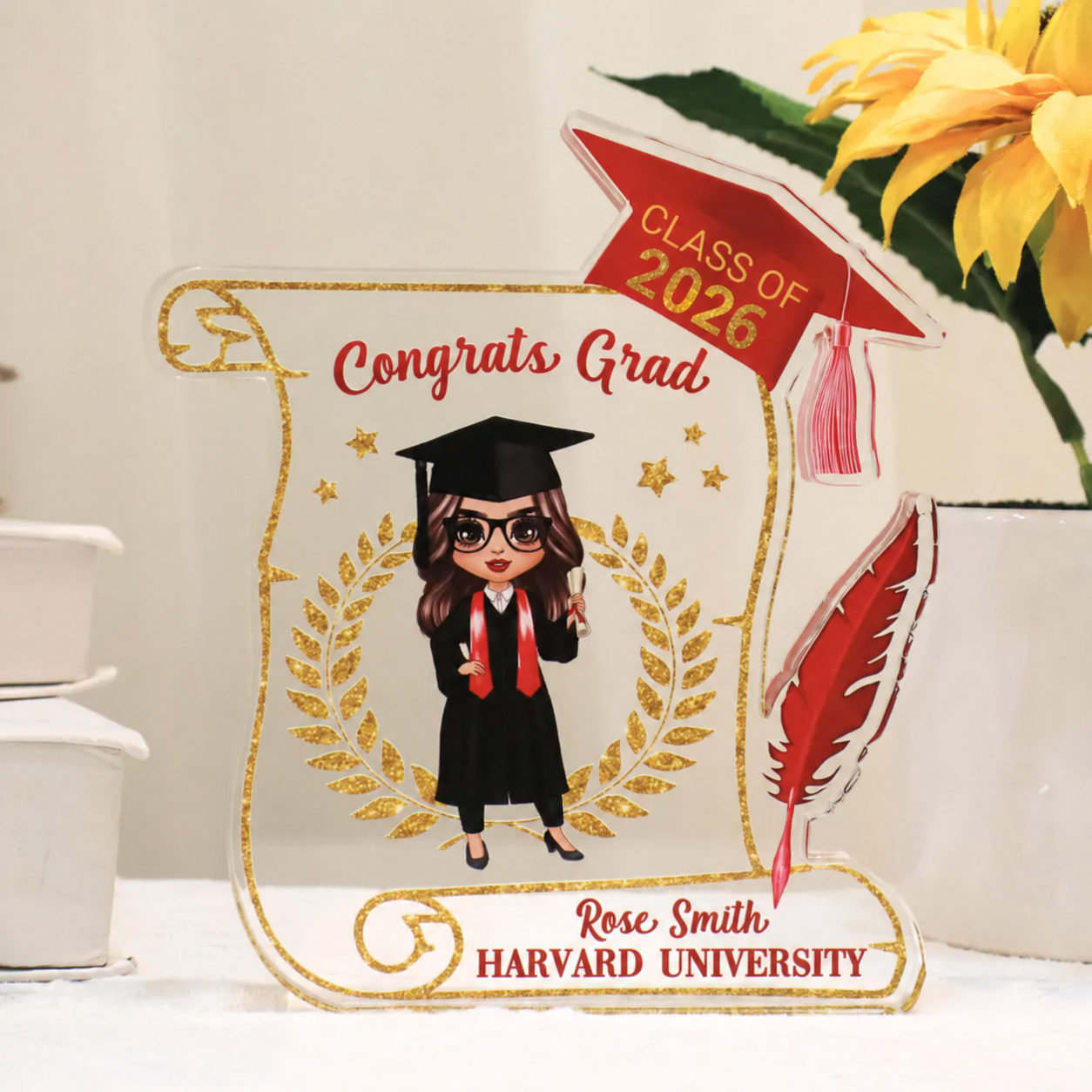 Class of 2026 Graduation - Personalized Acrylic Plaque Custom Shape - Gift For Her, Daughter, Grad Ceremony, Commencement