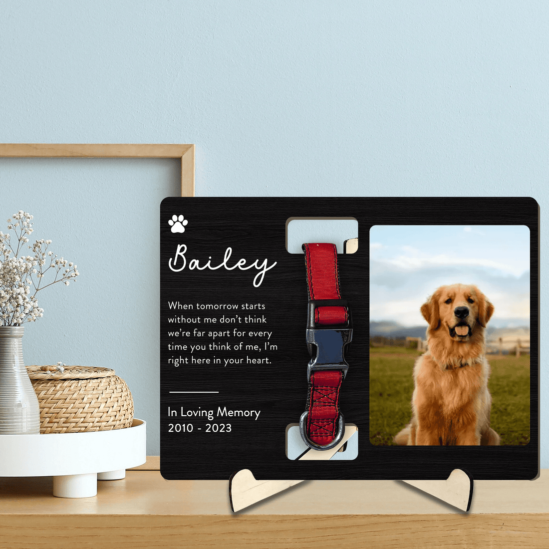 Custom Photo Memorial Gift wooden collar plaque, alternate view 4