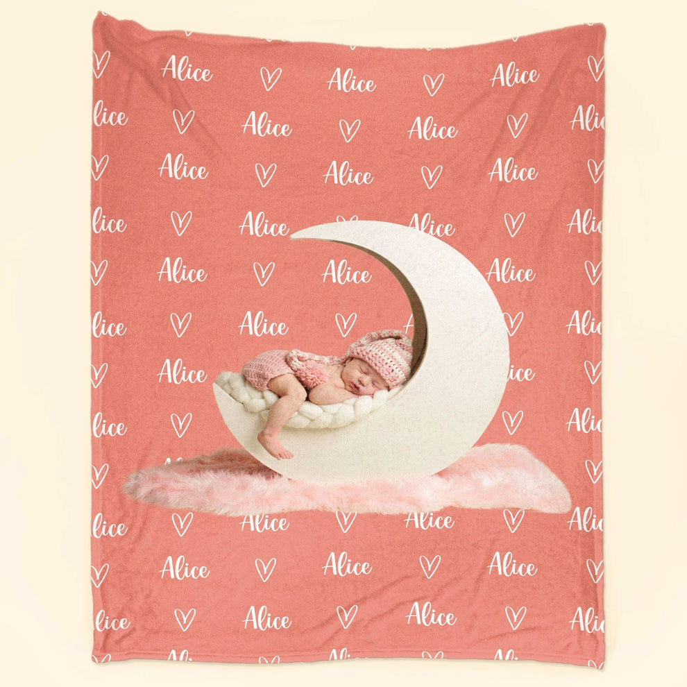 Custom Photo Baby Blanket - Personalized Custom Blanket - Gift for New Infant, Baby Girl, Boy, Granddaughter, Grandson