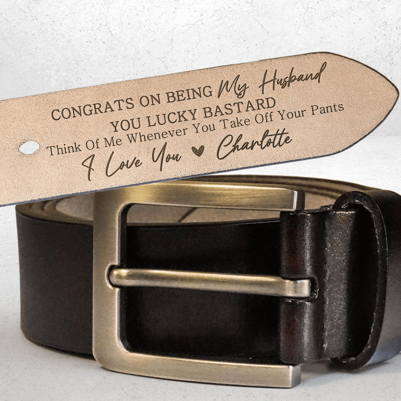Custom Engraved Belt for Him personalized leather belt, alternate view 6