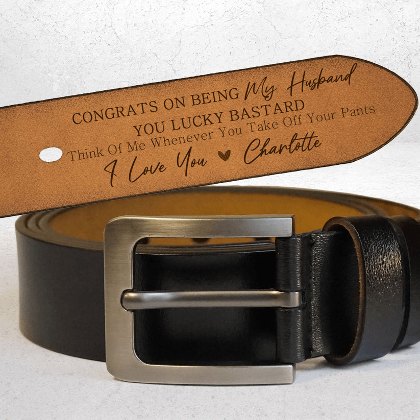 Custom Engraved Belt for Him personalized leather belt, main view
