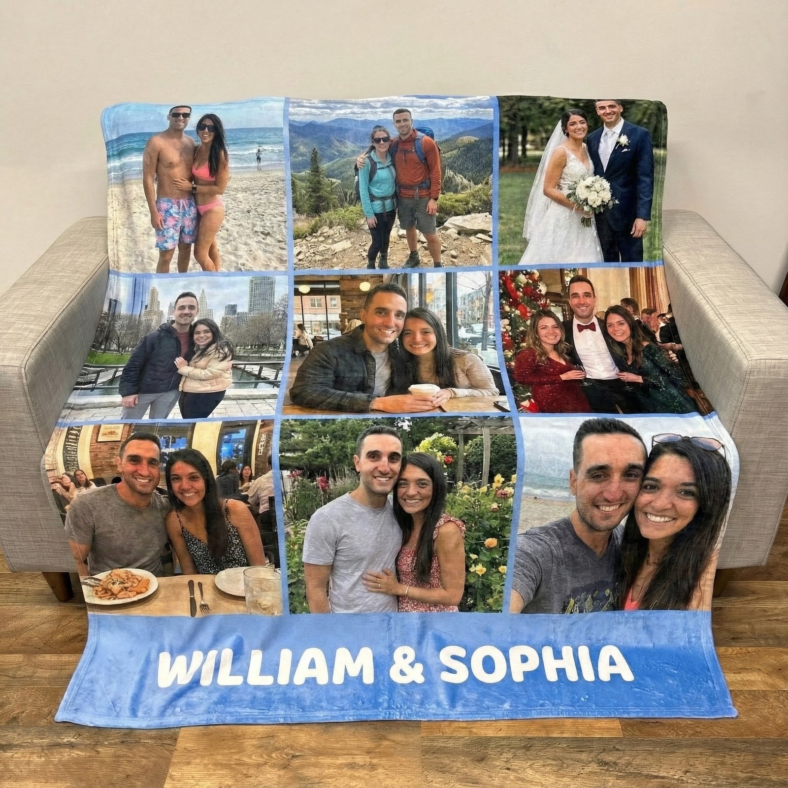 Custom Photo Couple Blanket - Personalized Custom Blanket - Gift For Her/Him, Husband/Wife, Couples on Anniversary, Valentine's Day