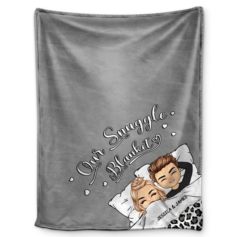 Couple Chibi Our Snuggle Blanket - Couple Personalized Custom Blanket - Gifr For Husband, Wife | Anniversary, Valentine, Engagement