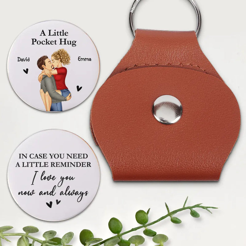 Personalized Couple I Love You Now And Always leather pocket hug, main view