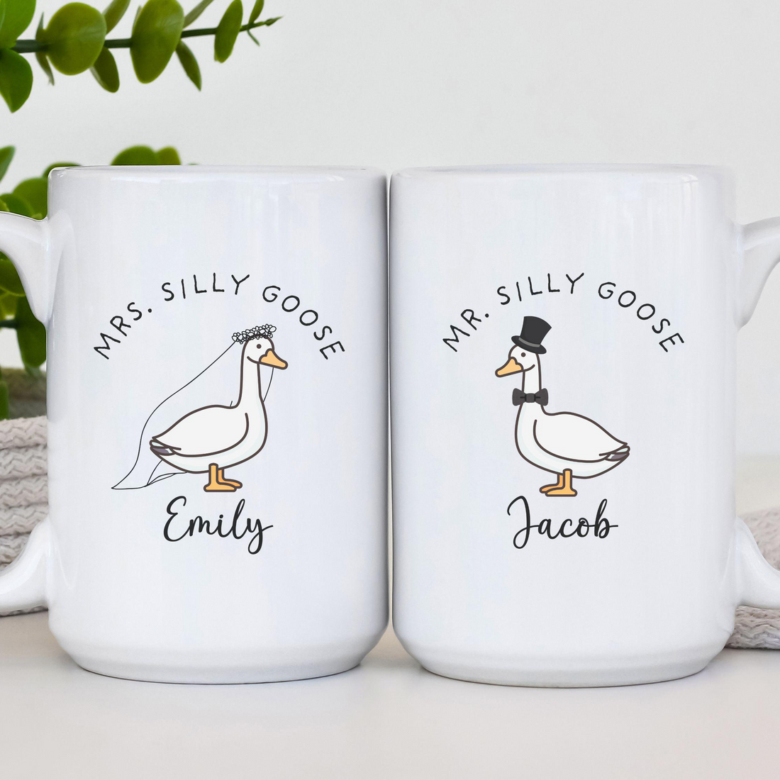 Custom Mr. and Mrs Silly Goose Wedding Mug - Personalized Custom Mug - Newlywed Gift For Couples, Husband, Wife