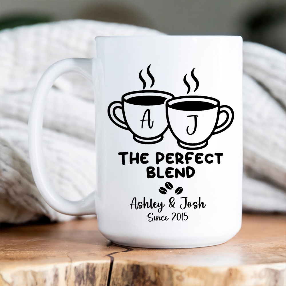 Custom Name The Perfect Blend Couple - Personalized Custom Mug - Wedding, Anniversary Gift For Couples, Wife/Husband