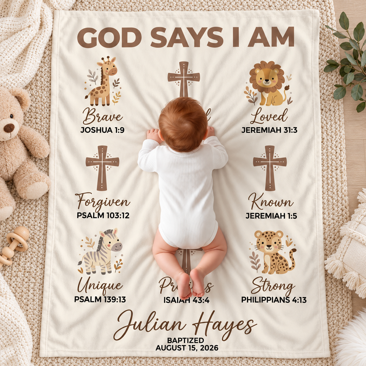 God Says I Am Christian Baby - Personalized Custom Blanket - Gift For New Infant, Baby Girl, Boy, Son, Daughter