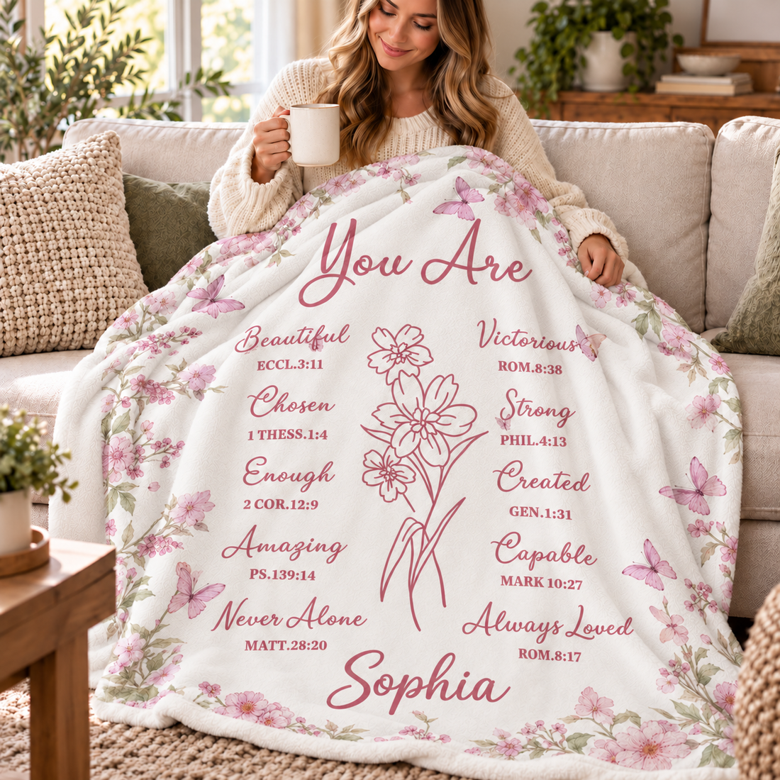 Custom Name You Are Bible Verse Christian - Personalized Custom Blanket - Gift For Women, Girls, Daughter, Granddaughter