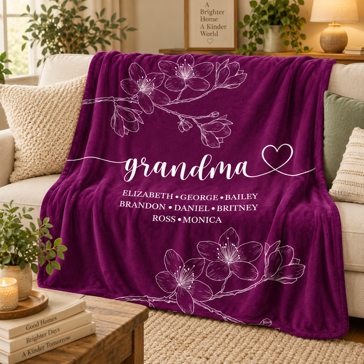 Custom Name Grandkids & Grandma - Personalized Custom Blanket - Gift Ideas For Mom, Grandma, Nana