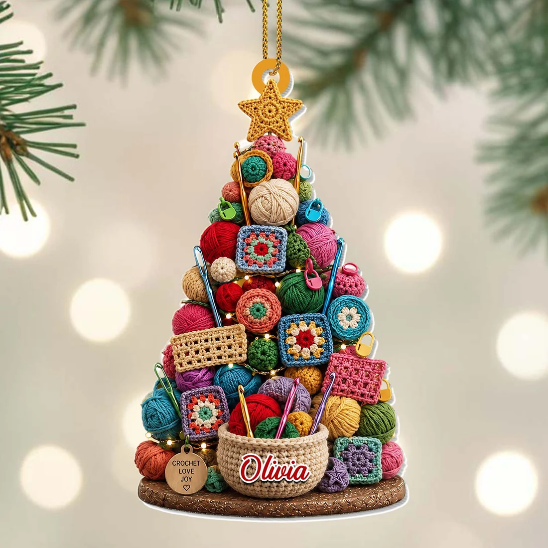 Crochet Love Joy - Personalized Custom Shaped Acrylic Ornament - Christmas Gift For Crochet Lovers