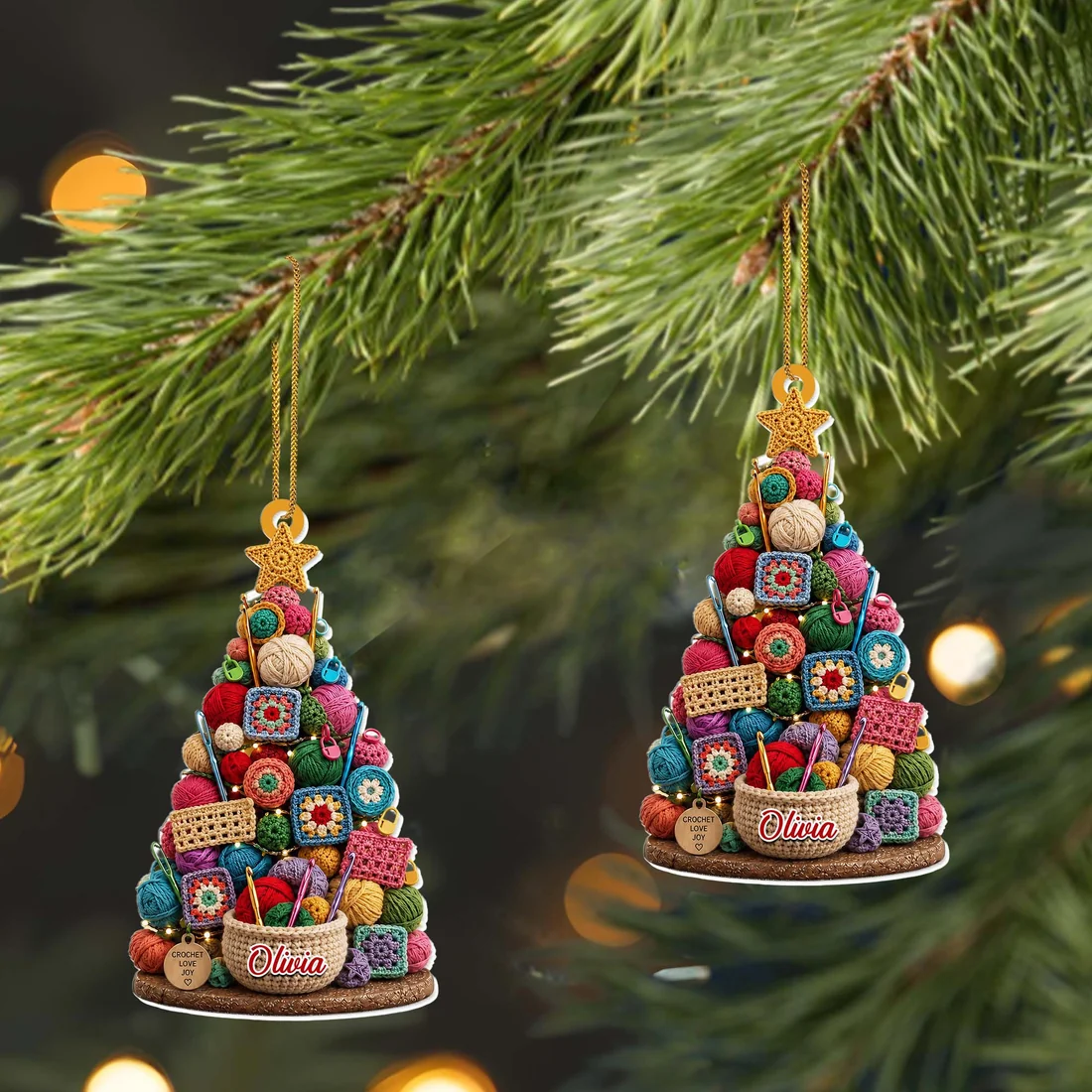 Crochet Love Joy - Personalized Custom Shaped Acrylic Ornament - Christmas Gift For Crochet Lovers