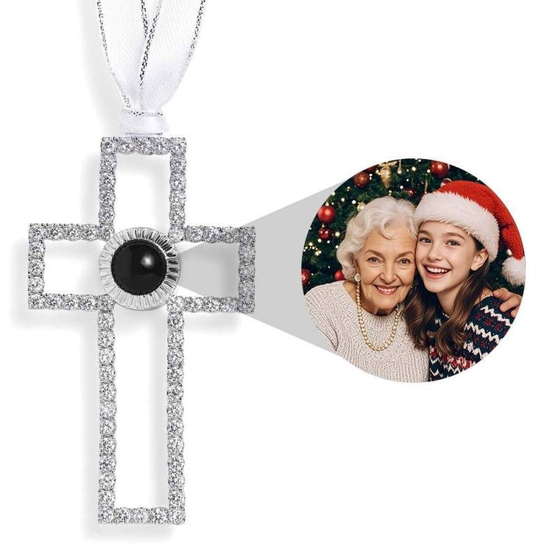 Custom Photo Cross Projection Ornament, main view