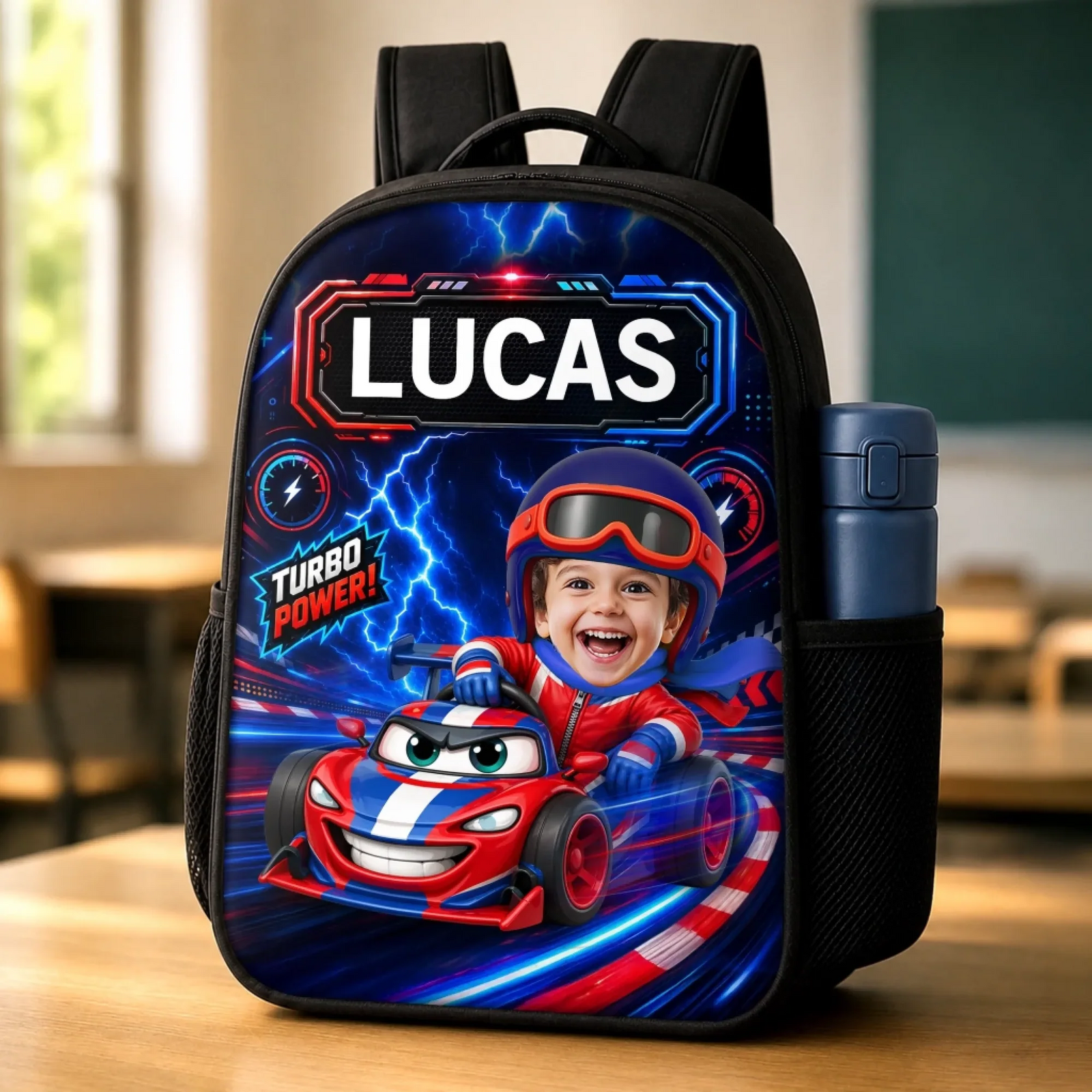 Custom Photo Kids Cruising Into Fun - Personalized Kid Backpack - Gift For Back To School, First Day of School - Student, Son, Daughter | Kindergarten, Pre-K, Preschool