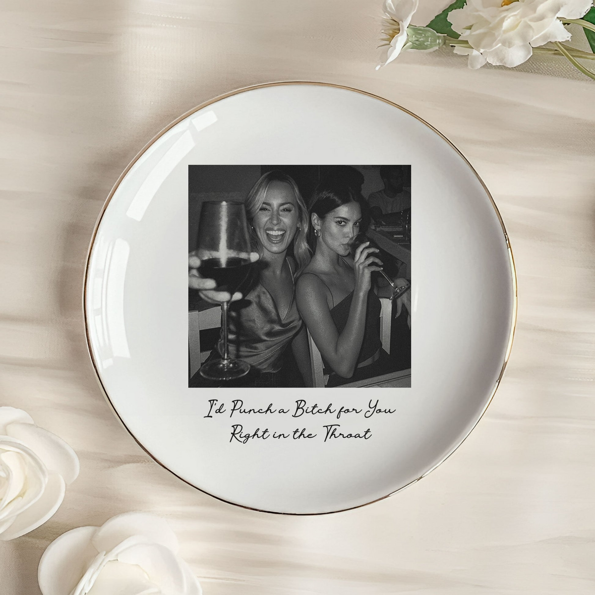 Custom Photo Besties Trinket Tray - Personalized Jewelry Dish - Gift For Her, Besties, Friends, Sister