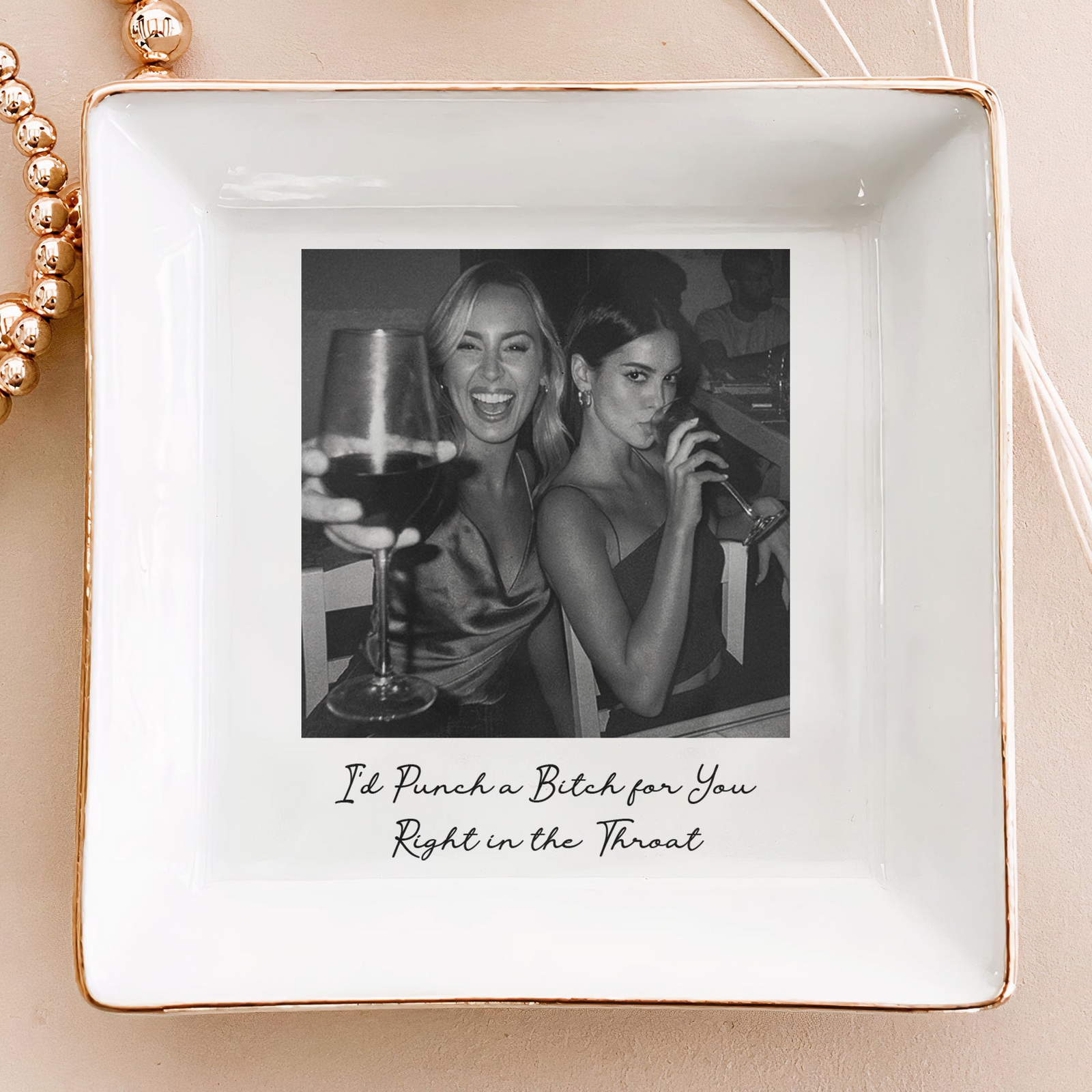 Custom Photo Besties Trinket Tray - Personalized Jewelry Dish - Gift For Her, Besties, Friends, Sister