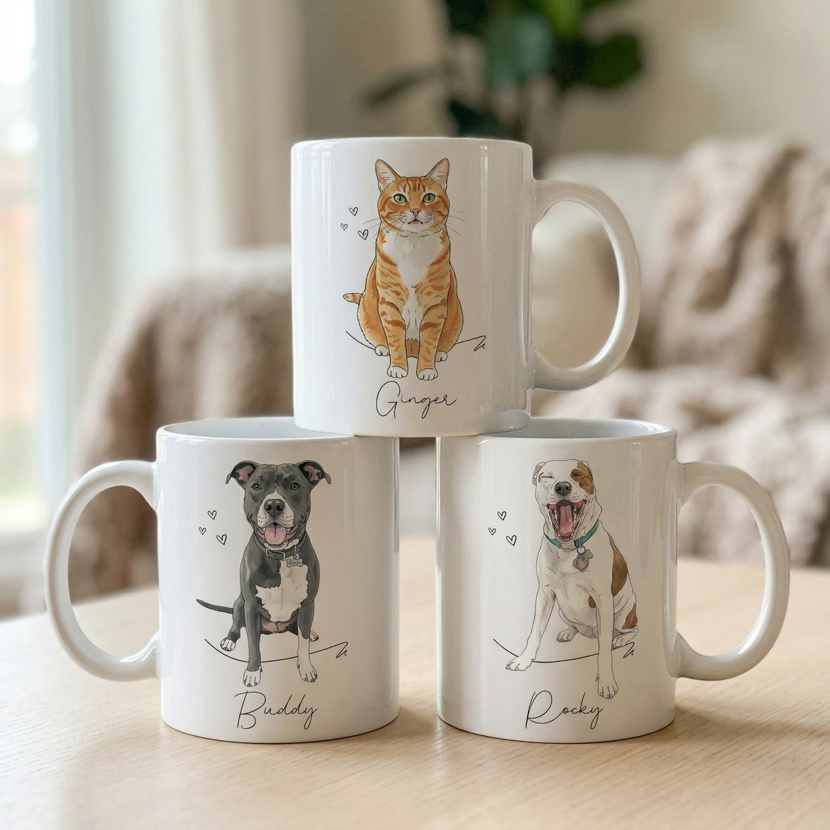 Custom Photo Pet Portrait Watercolor - Personalized Custom Mug - Gift For Dog Lovers, Cat Lovers, Pet Lovers