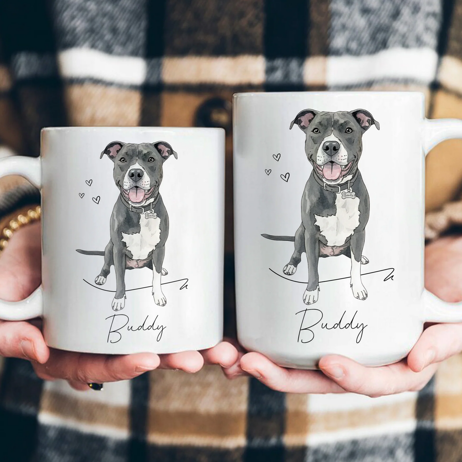 Custom Photo Pet Portrait Watercolor - Personalized Custom Mug - Gift For Dog Lovers, Cat Lovers, Pet Lovers