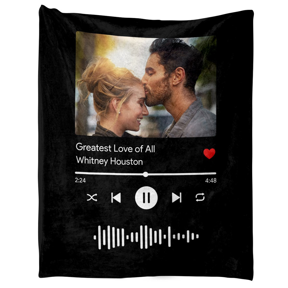 Couple's Personalized Song Blanket: Custom "Our Song" Music Player with Photo - Unique Anniversary or Birthday Gift for Wife, Husband, or Partner