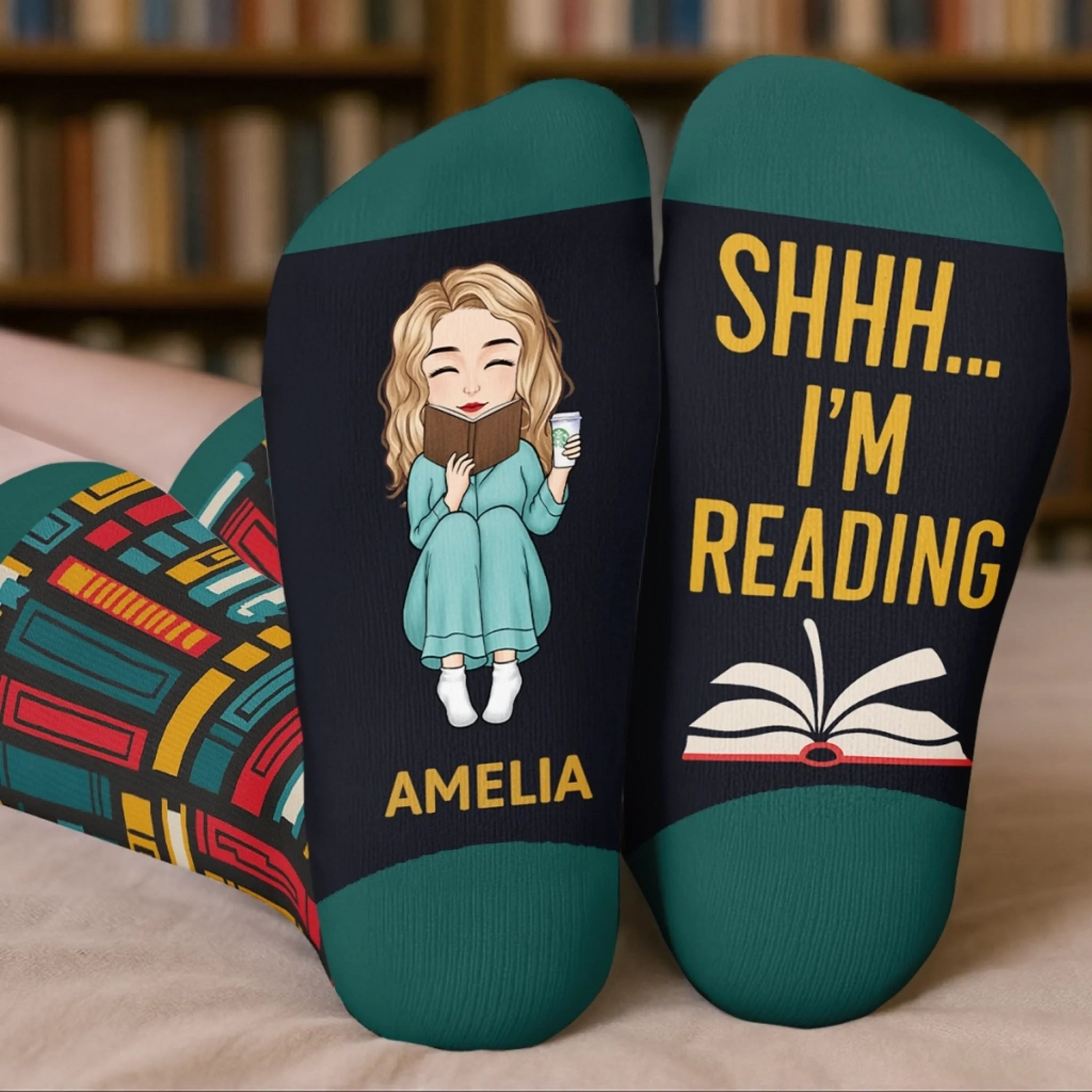 Keeping Up With My Reading Game Book Lover - Custom Crew Socks - Gift For Book Lovers, Bookworms, Readers