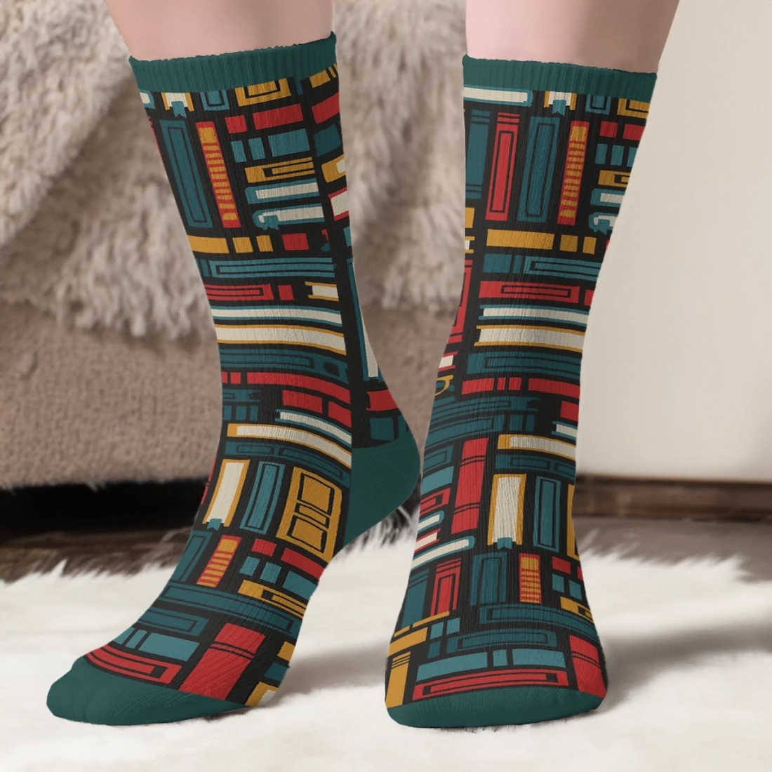 Keeping Up With My Reading Game Book Lover - Custom Crew Socks - Gift For Book Lovers, Bookworms, Readers
