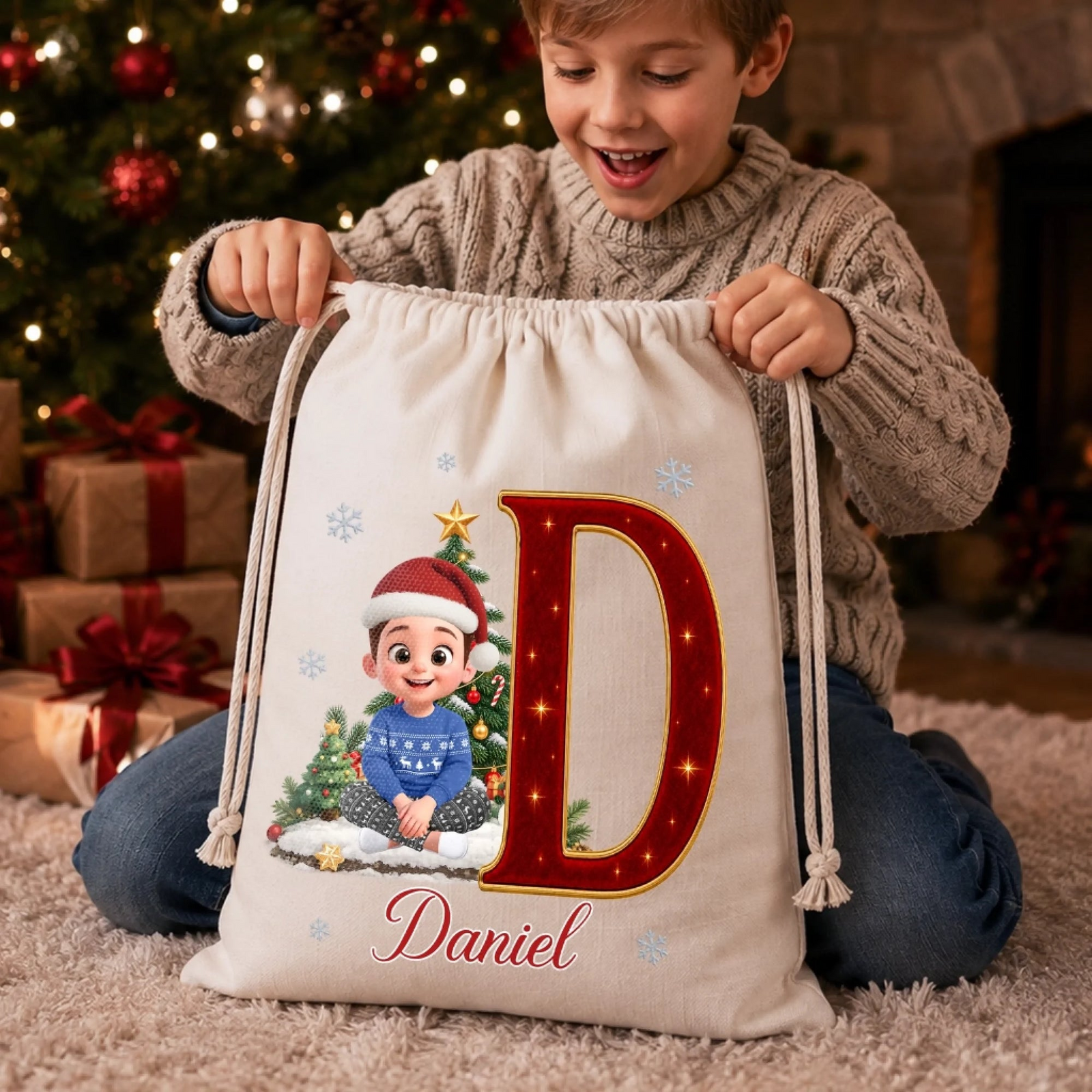 Where Love Comes Together - Personalized Santa Sack - Christmas Gift For Family, Brother, Sister, Kids, Grandkids