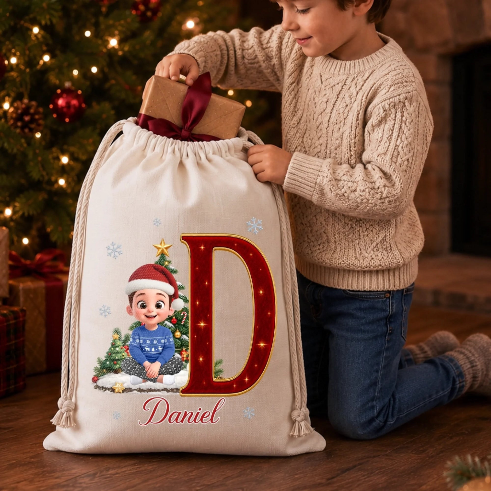 Where Love Comes Together - Personalized Santa Sack - Christmas Gift For Family, Brother, Sister, Kids, Grandkids